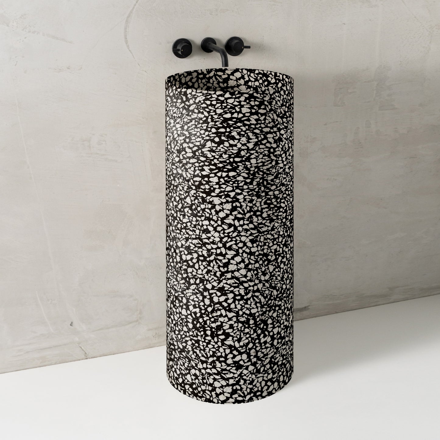 Nina, White on Black Terrazzo