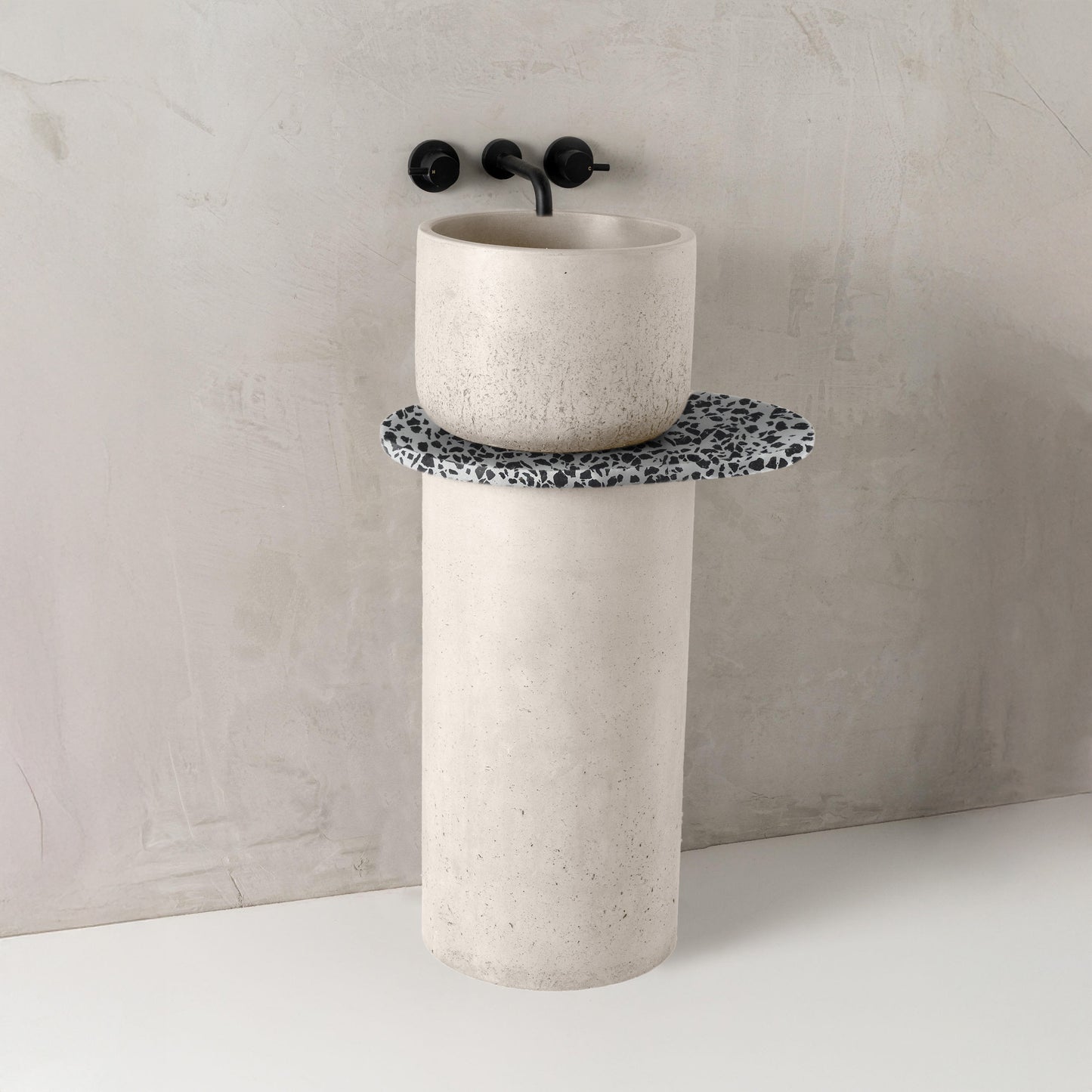 Dani concrete basin, Milk, Terrazzo Shelf