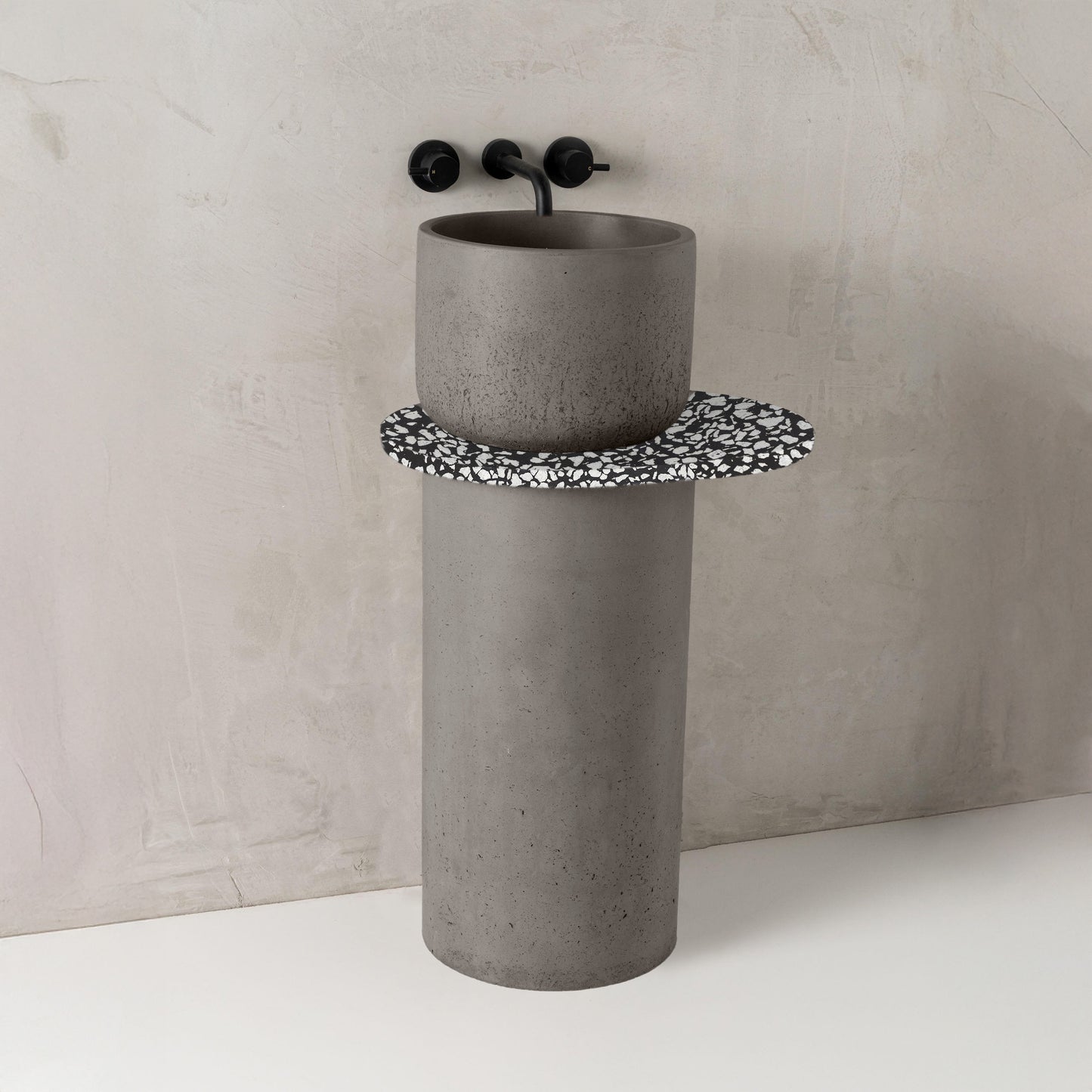 Dani concrete basin, Smoke, Terrazzo Shelf