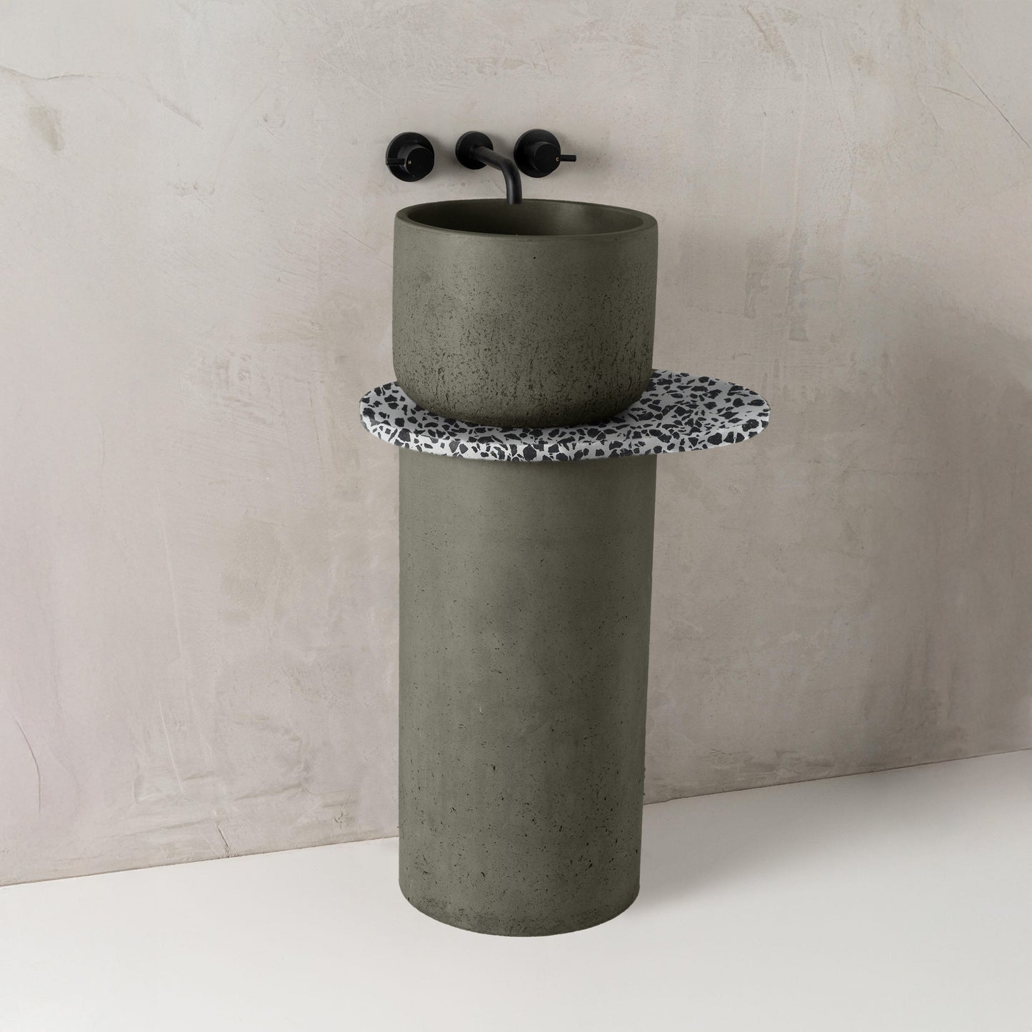 Dani concrete basin, Thyme, Terrazzo Shelf