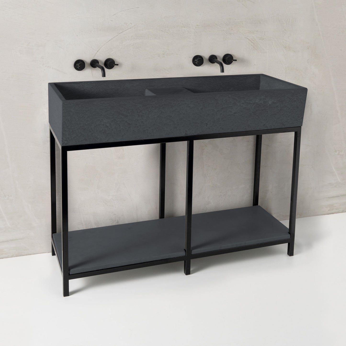 Mico concrete basin, Pepper, Black Frame