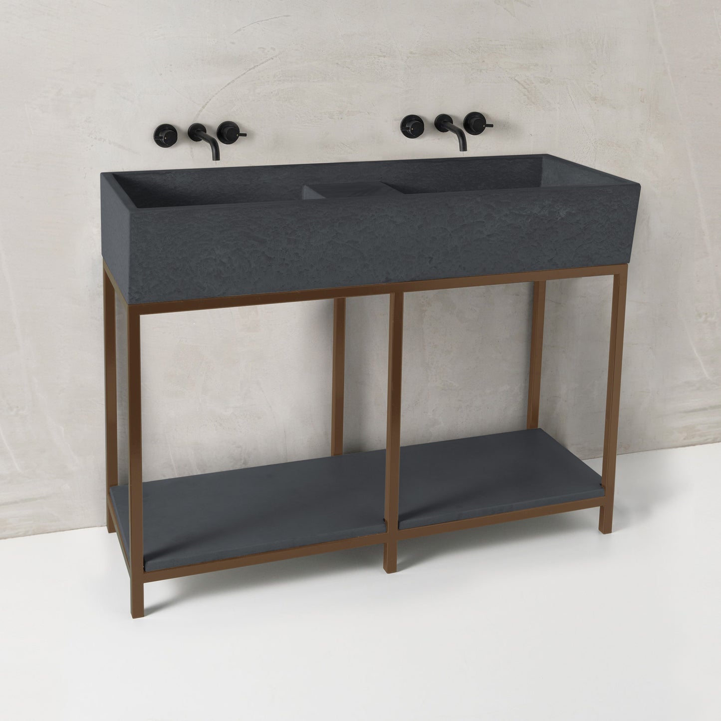Mico concrete basin, Pepper, Bronze Frame