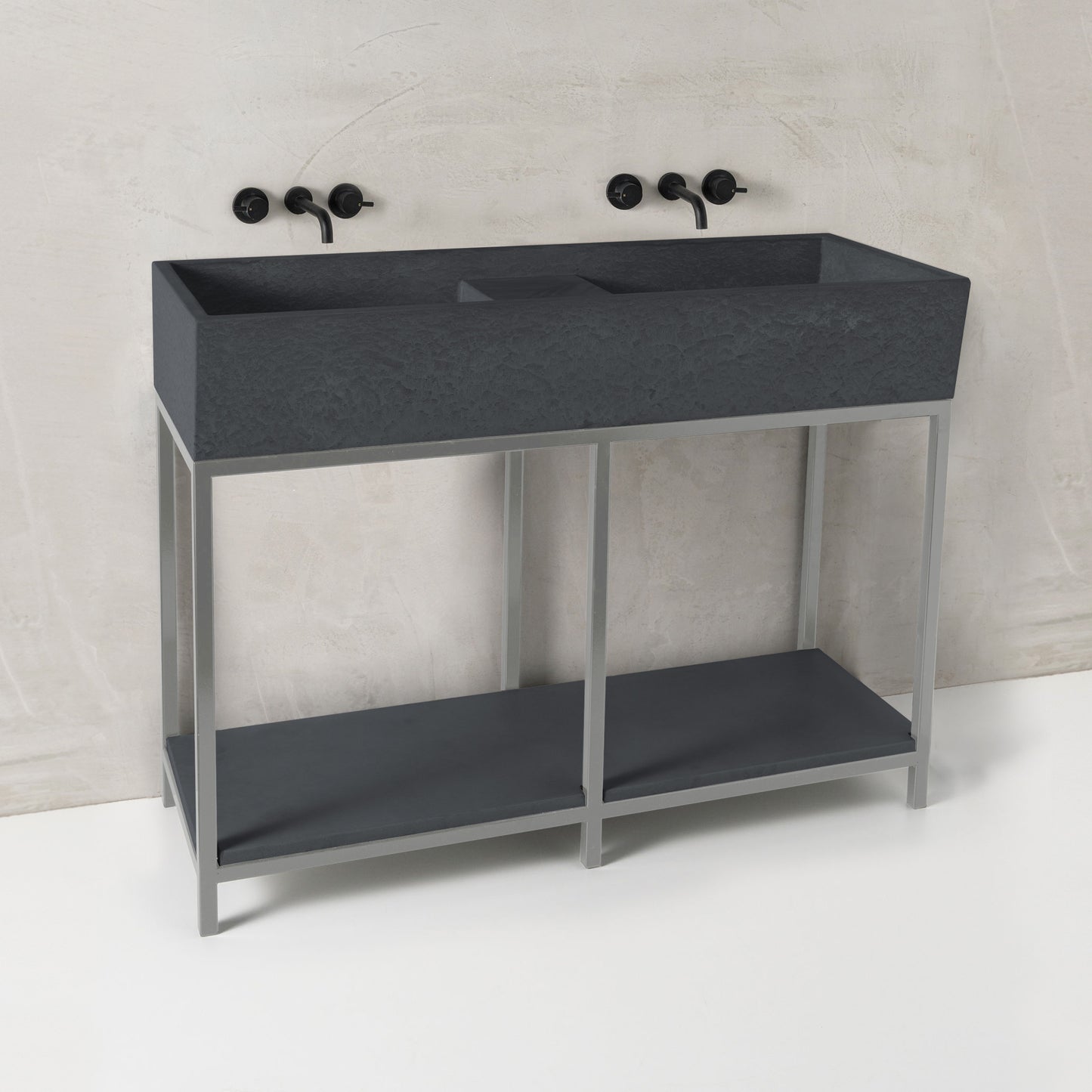Mico concrete basin, Pepper, Stainless Steel Frame