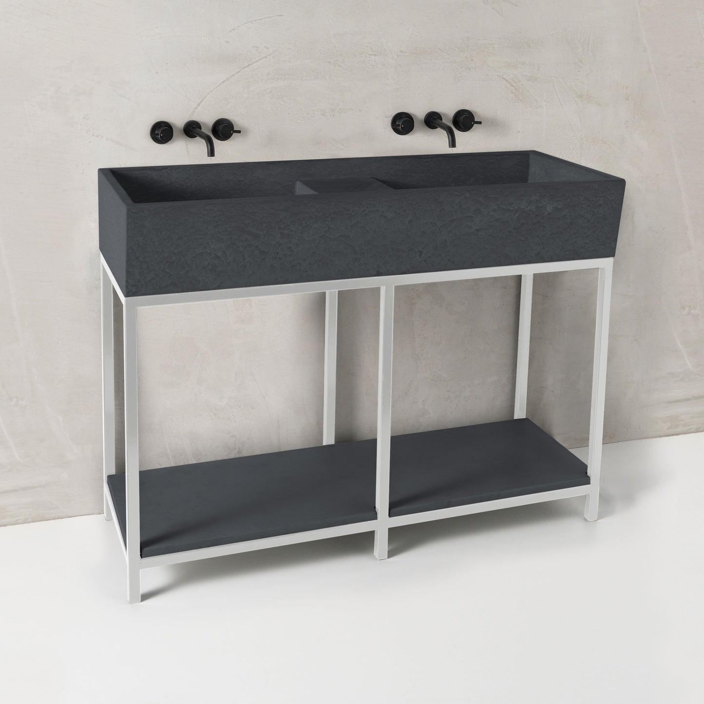 Mico concrete basin, Pepper, White Frame
