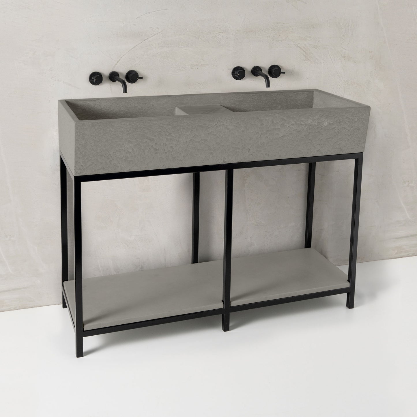 Mico concrete basin, Smoke, Black Frame