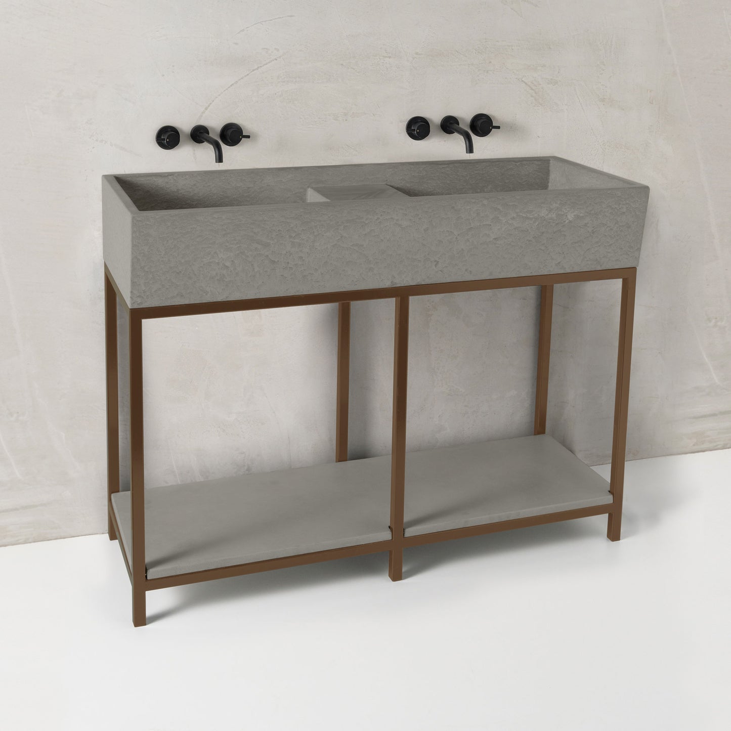 Mico concrete basin, Smoke, Bronze Frame