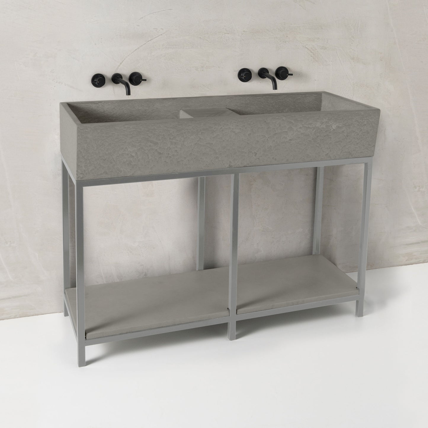 Mico concrete basin, Smoke, Stainless Steel Frame