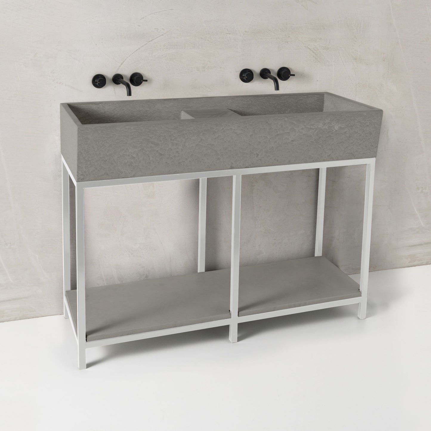 Mico concrete basin, Smoke, White Frame
