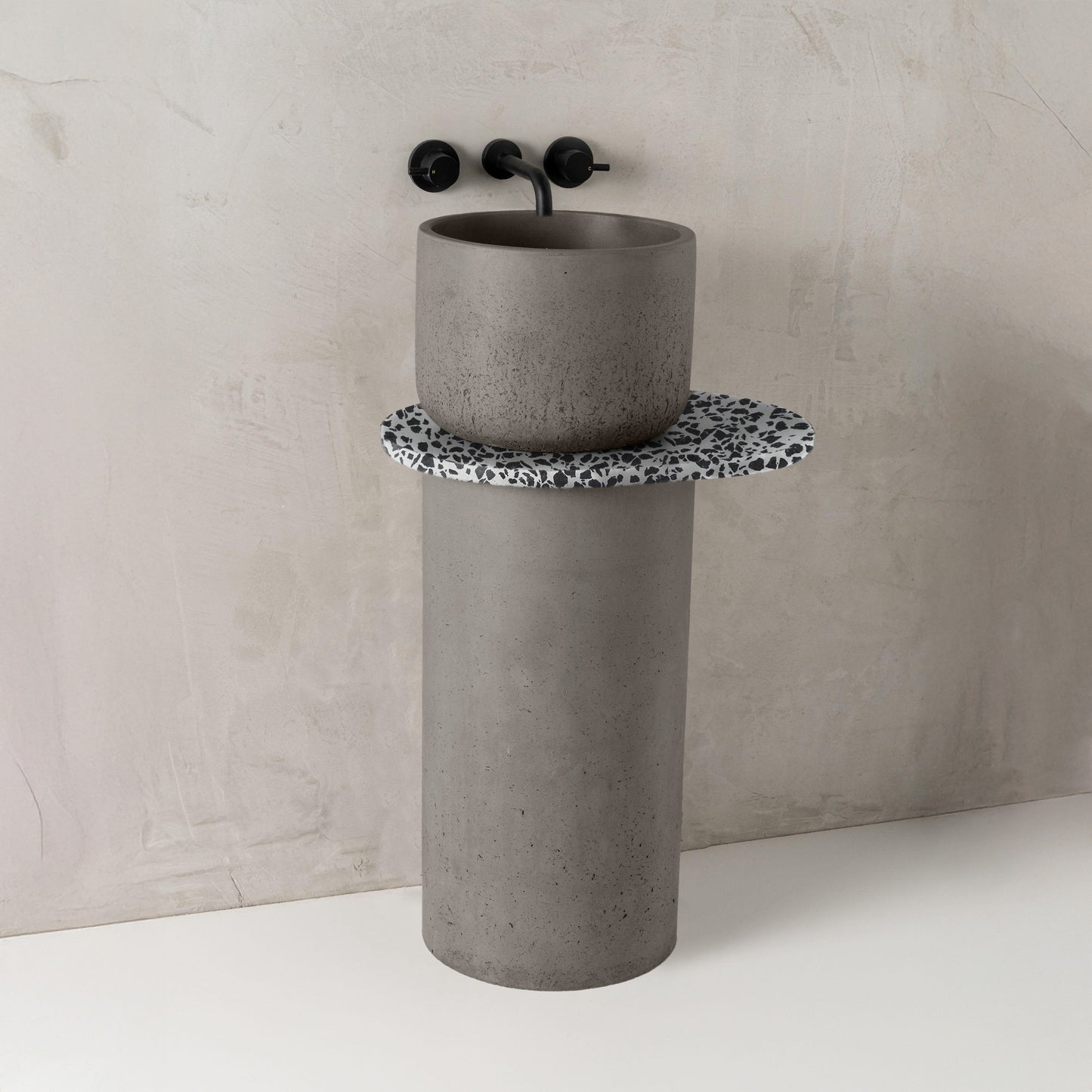 Dani concrete basin, Smoke, Terrazzo Shelf