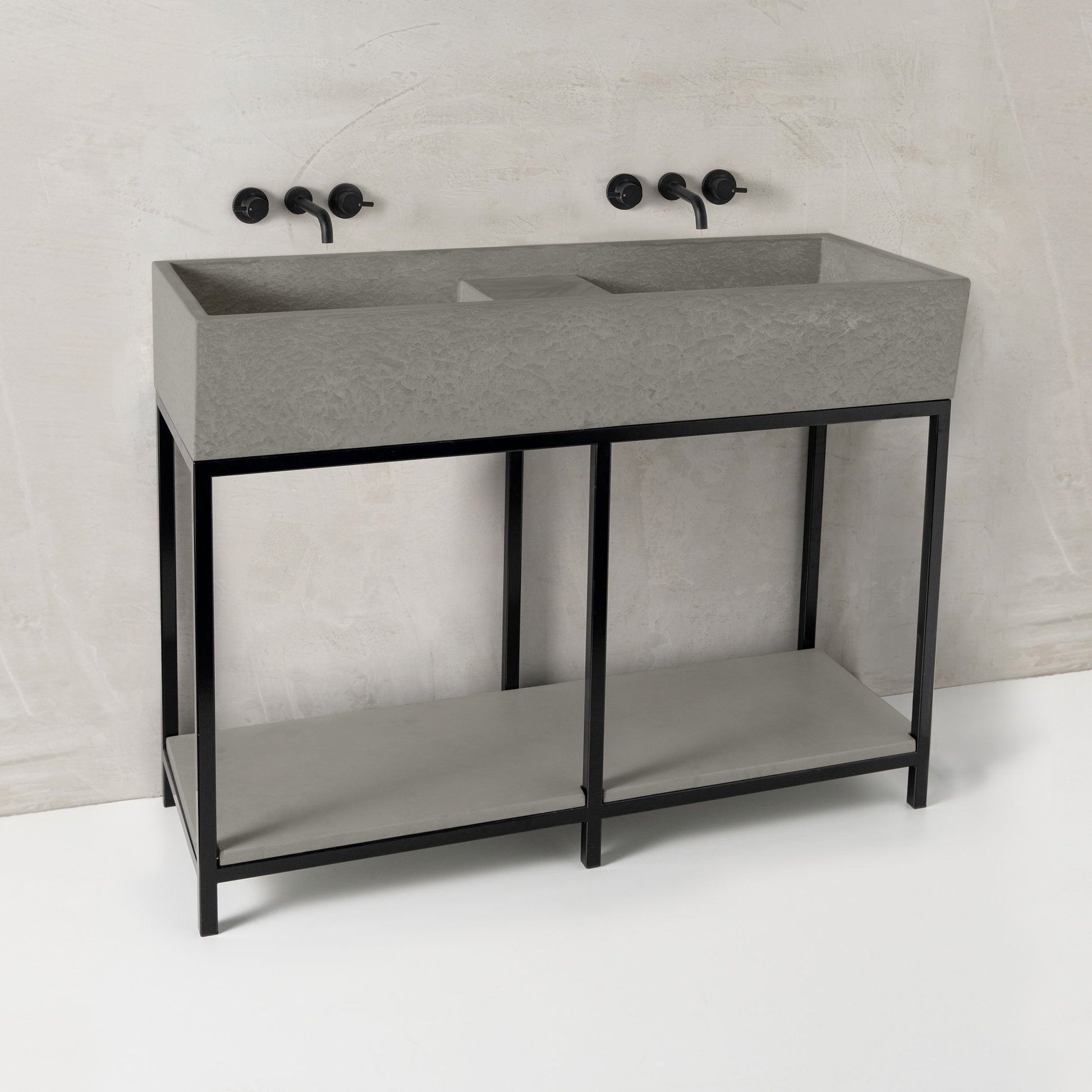 Mico concrete basin, Smoke, Black Frame