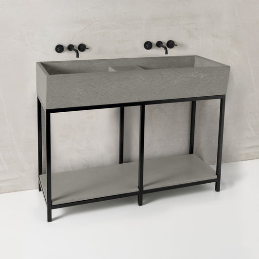 Mico concrete basin, Smoke, Black Frame